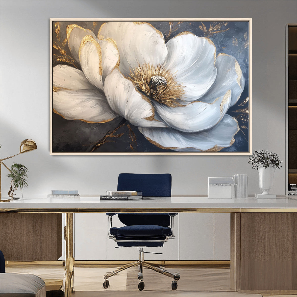 White Magnolia Flower Wall Art Canvas Print | Abstract