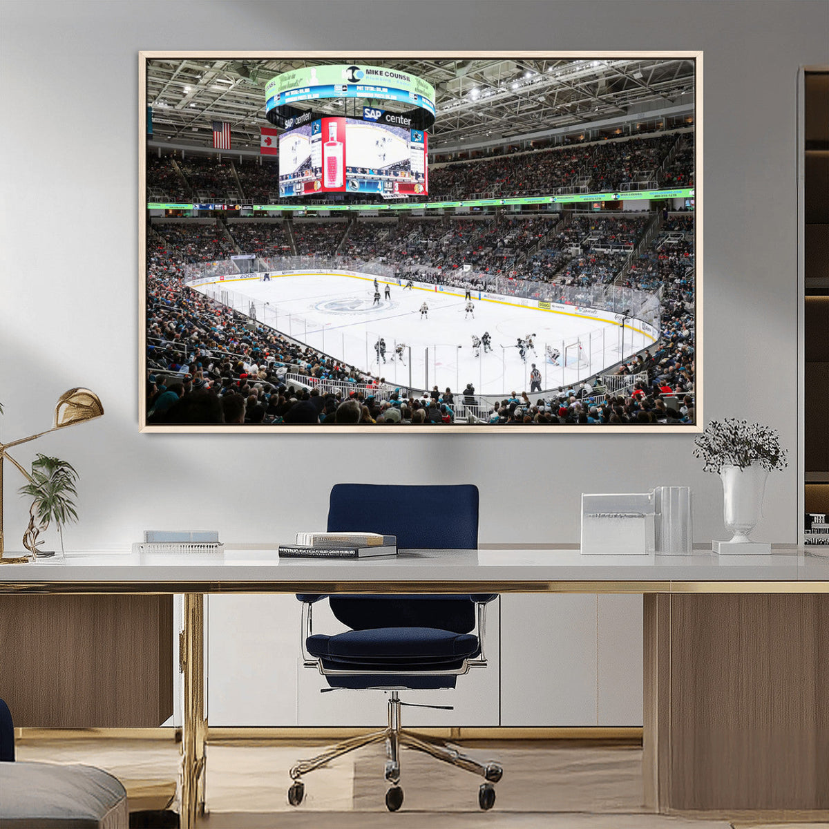 Sharks Arena Blackhawks Sharks Ice Hockey Stadium Wall Art