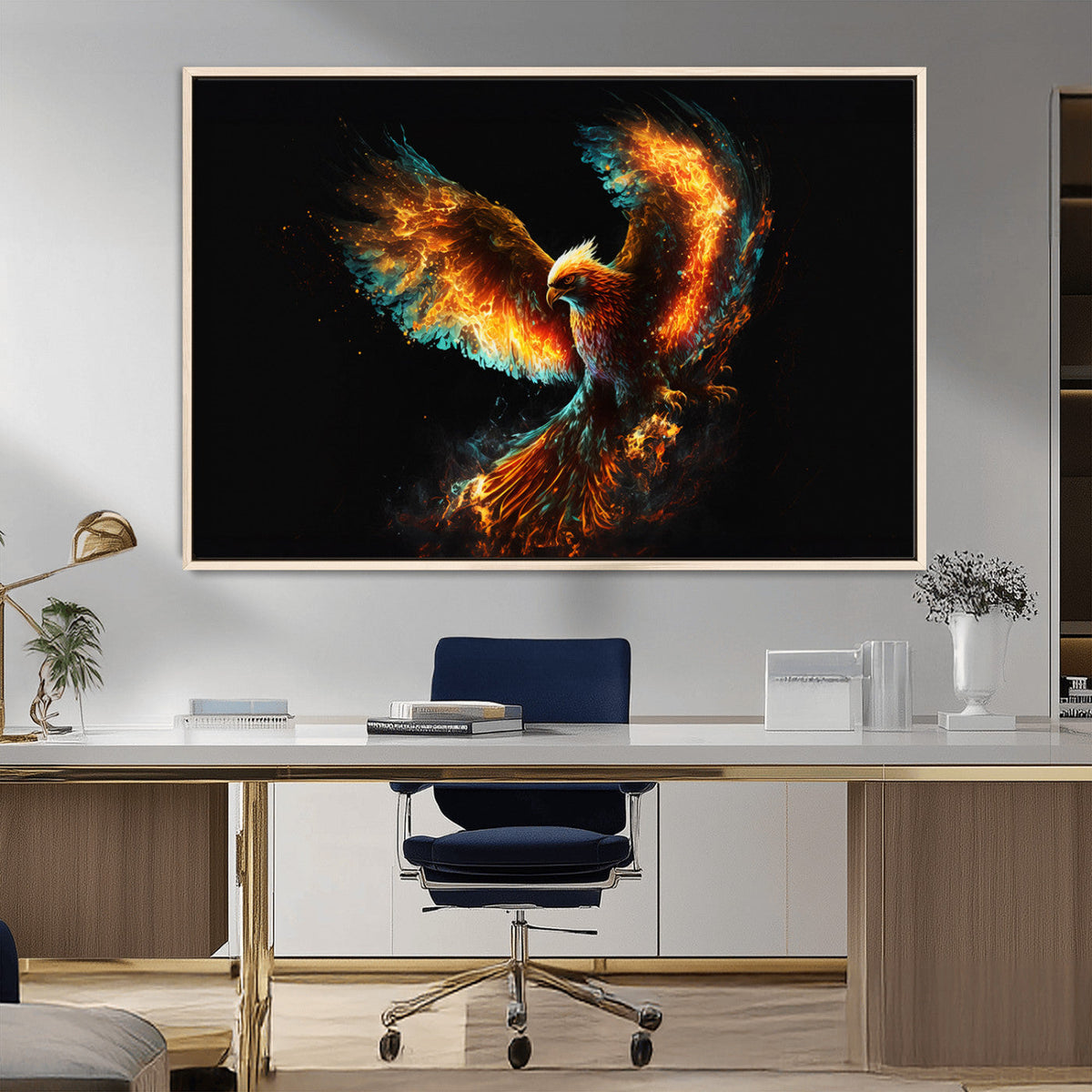 Fiery Phoenix Canvas Print | Ready to Hang Wall Art | Bold