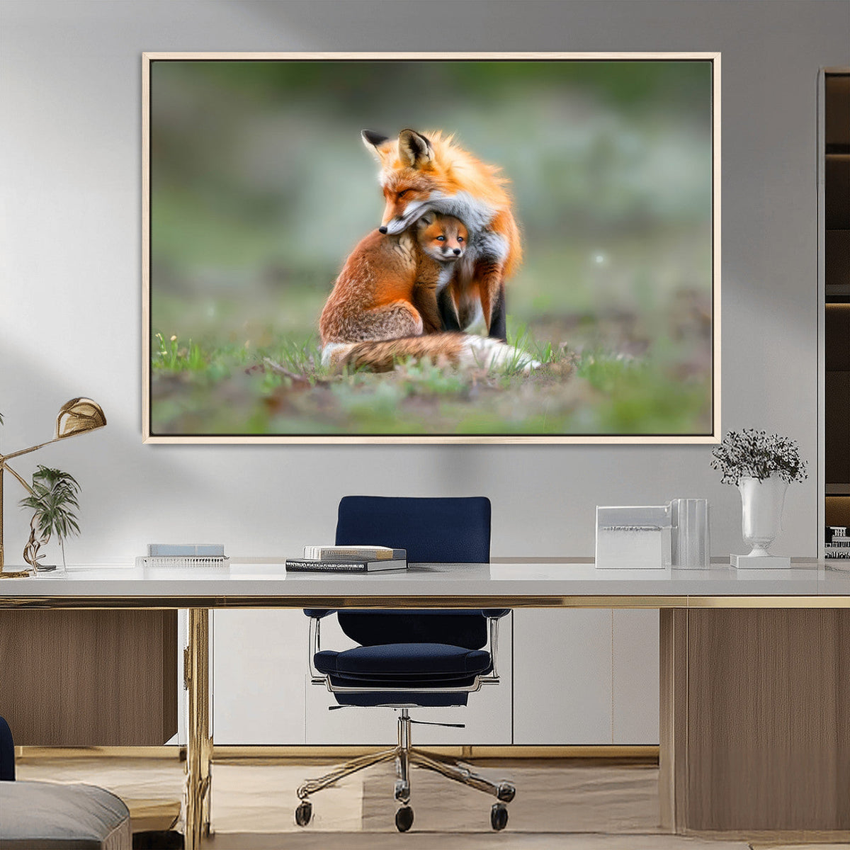 Heartwarming Fox and Baby Cub Wall Art | Ready to Hang