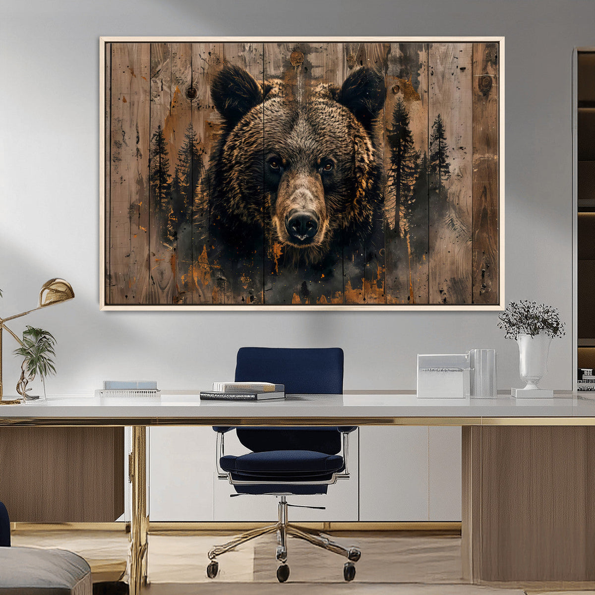 Rustic Grizzly 399 Wall Art | Triptych Canvas Print | Rustic