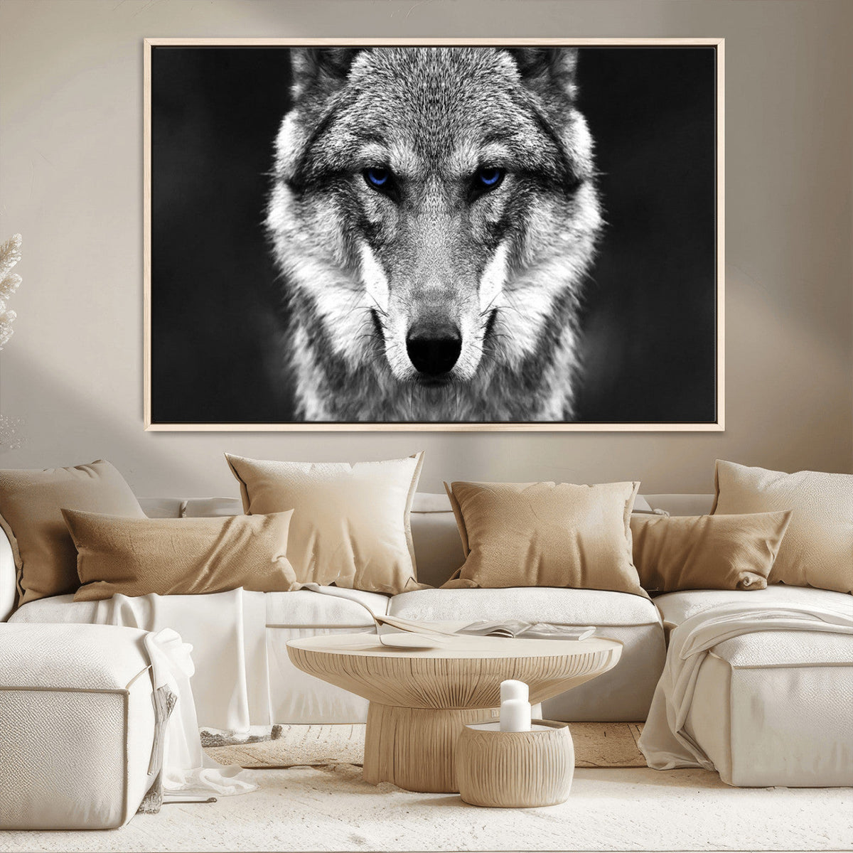 Black and White Wild Wolf Wall Art Canvas Print