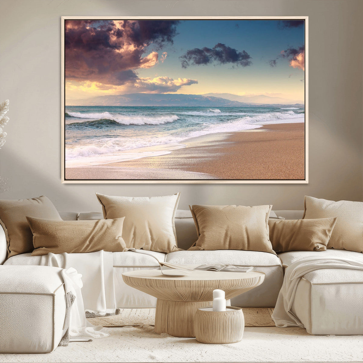 Cloudy Weather Beach Sunset Canvas Print | Sunrise Wall Art