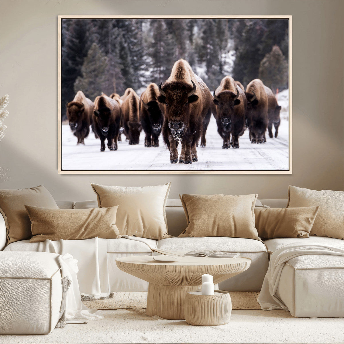 Bison Wall Art Canvas Print- Bison Herd Canvas Wall Art –