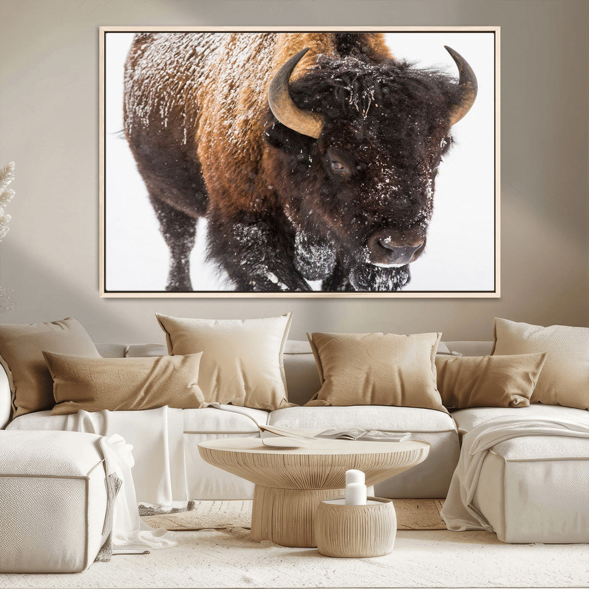 Bison Wall Art Canvas Print For Farmhouse, Wild Animal Wall