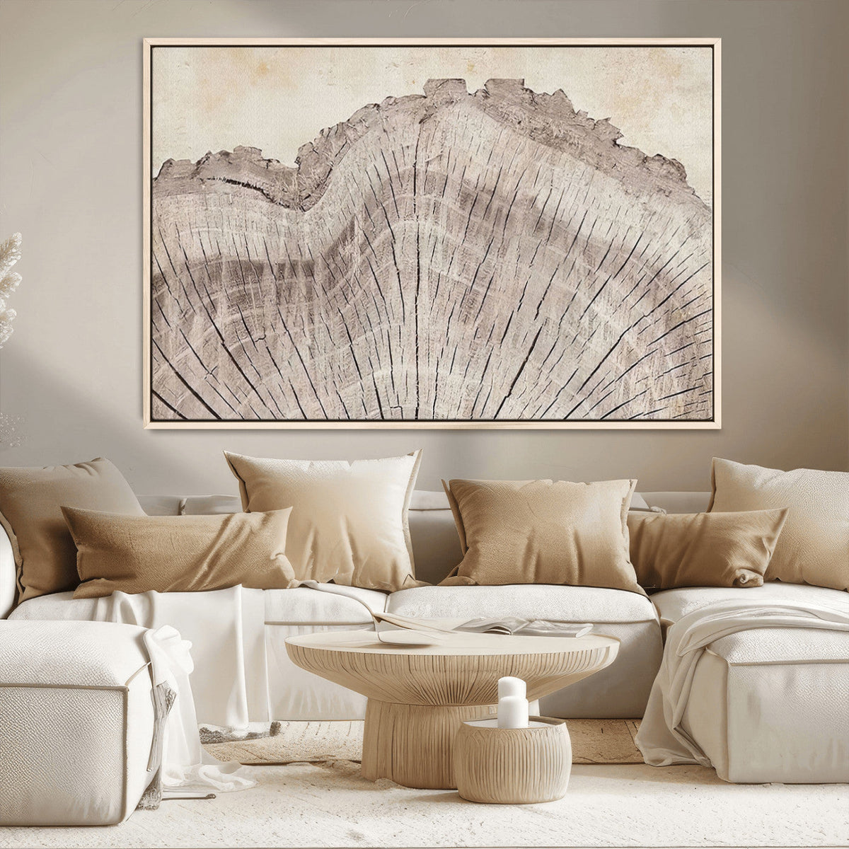 Tree Ring Wall Art Triptych, Rustic Wood Ring Canvas Print,