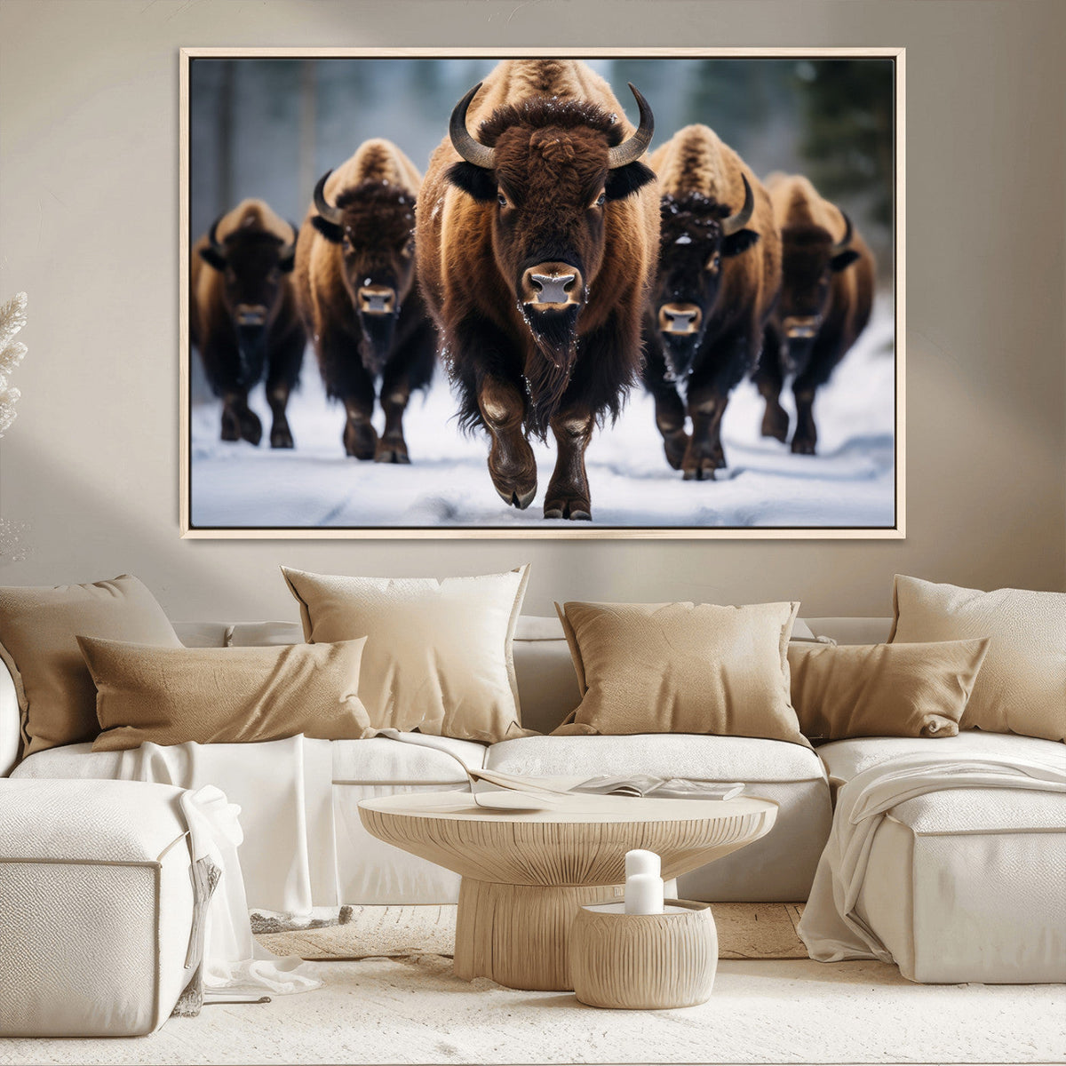 Buffalo Wall Art Canvas Print, American Bison Herd Wall Art