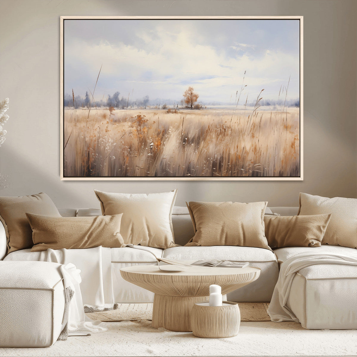 Golden Fields Wall Art Print Canvas – Serene Landscape of