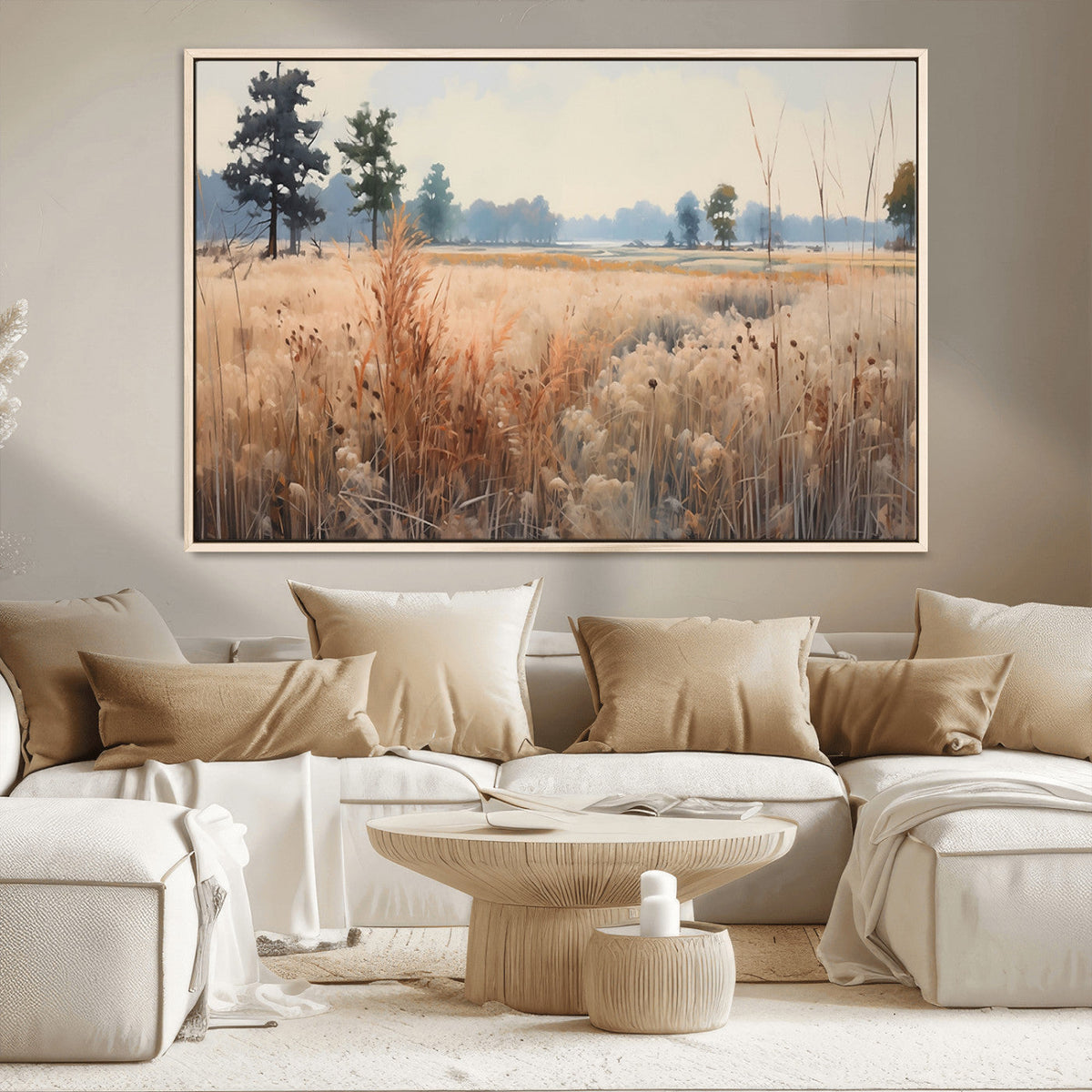 Golden Fields Canvas Wall Art Print – Serene Landscape of