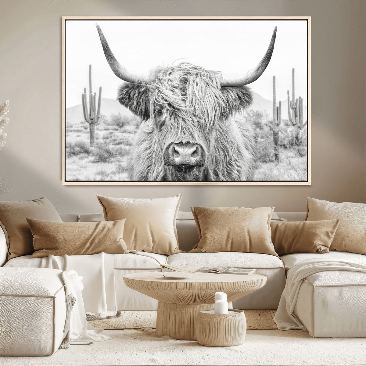 Rustic Charm | Cow Longhorn Black White Bighorn Wall Art