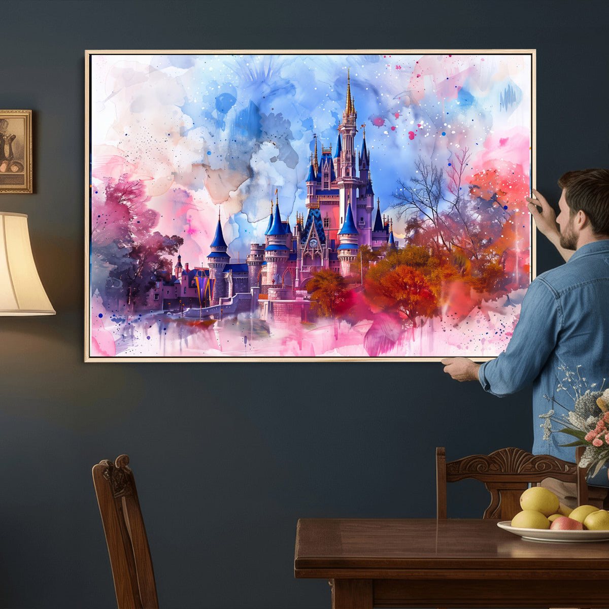 Disney Wall Art: Dreamy Watercolor Cinderella Castle Canvas