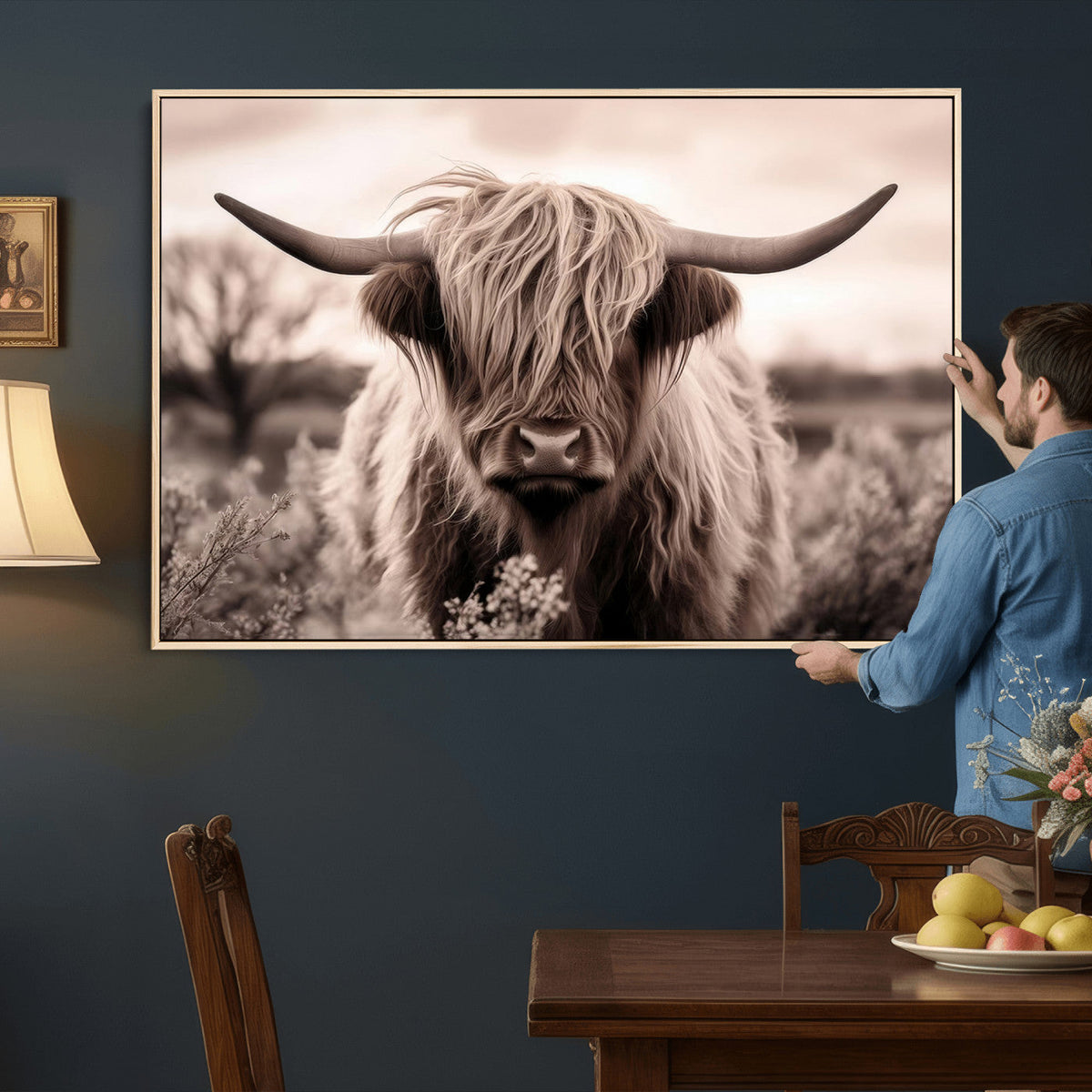 Scottish Cow Longhorn Wall Art Canvas Print