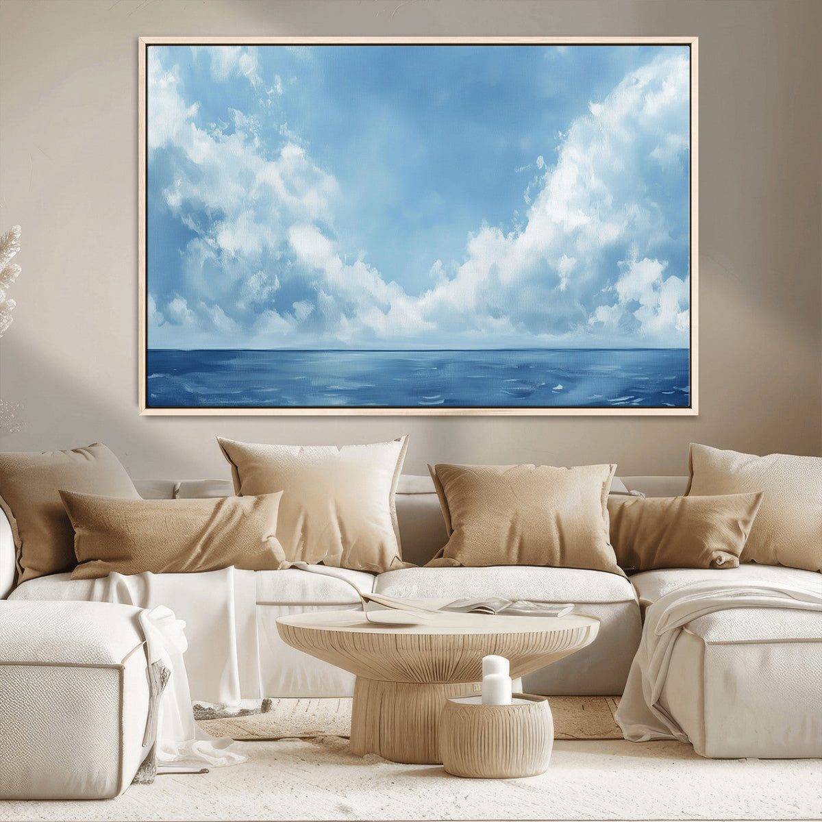 Abstract Ocean Print Artwork- Serene Blue Ocean Canvas Wall