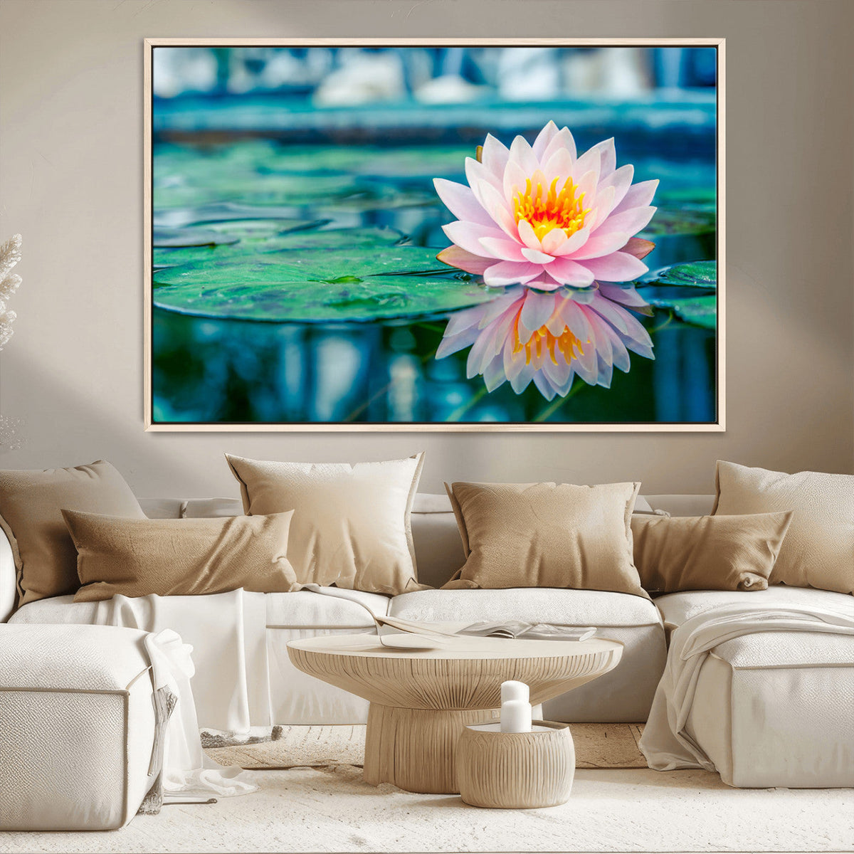 Lotus Flower Wall Art Canvas Print, Water Lily Large Wall
