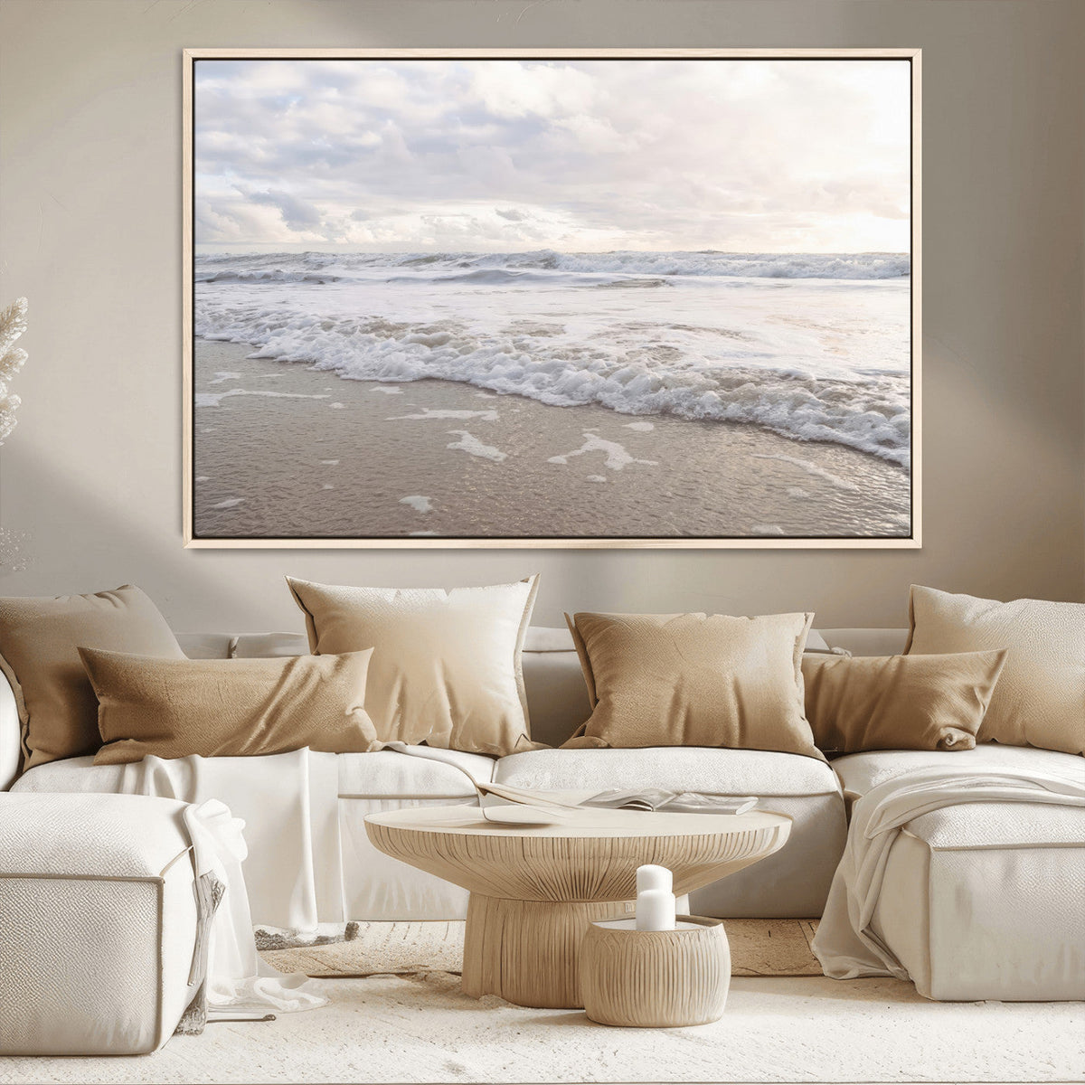 Ocean Waves Wall Art Canvas Print – Framed Coastal Shoreline