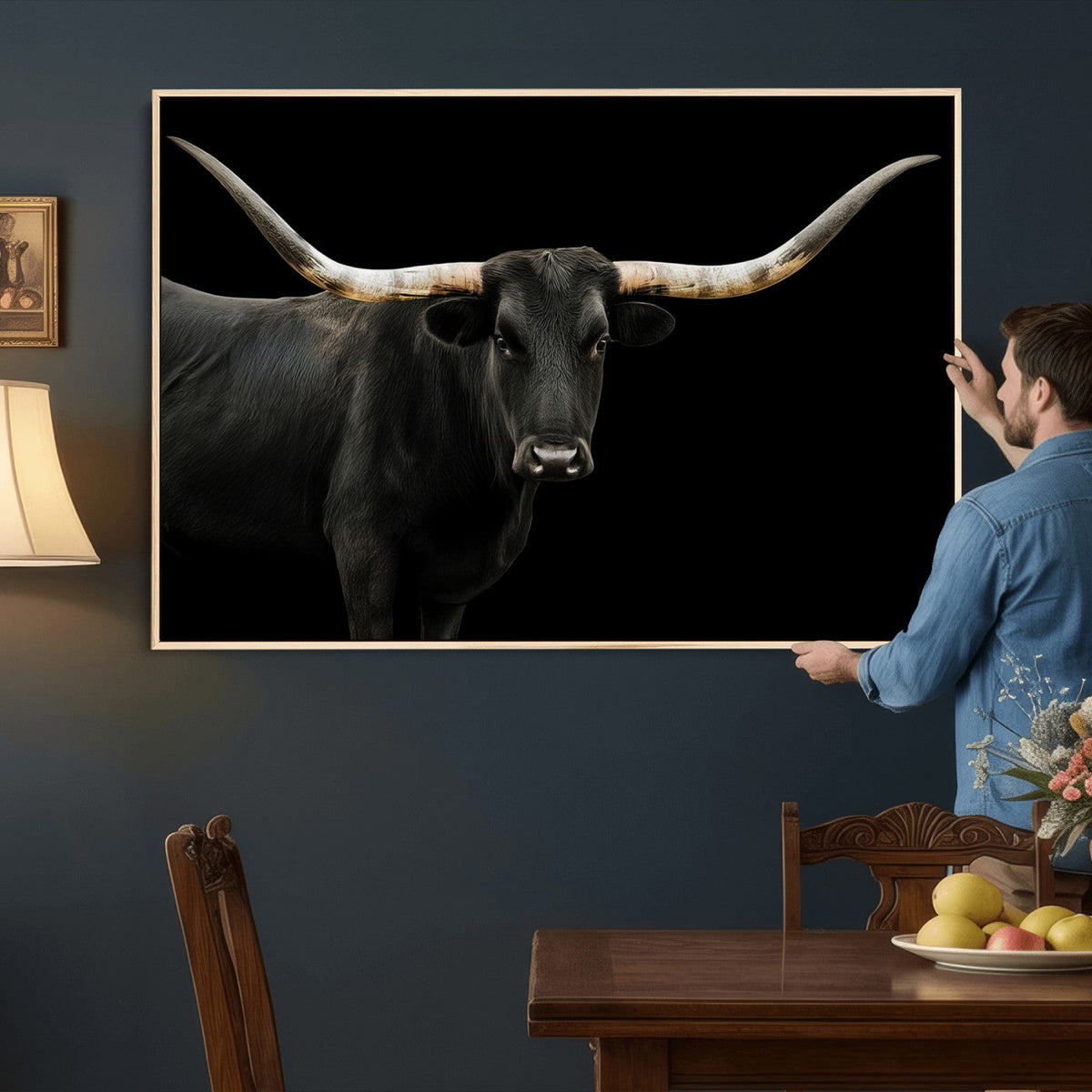 Longhorn Cattle Wall Art Canvas Print – Framed Texas Ranch