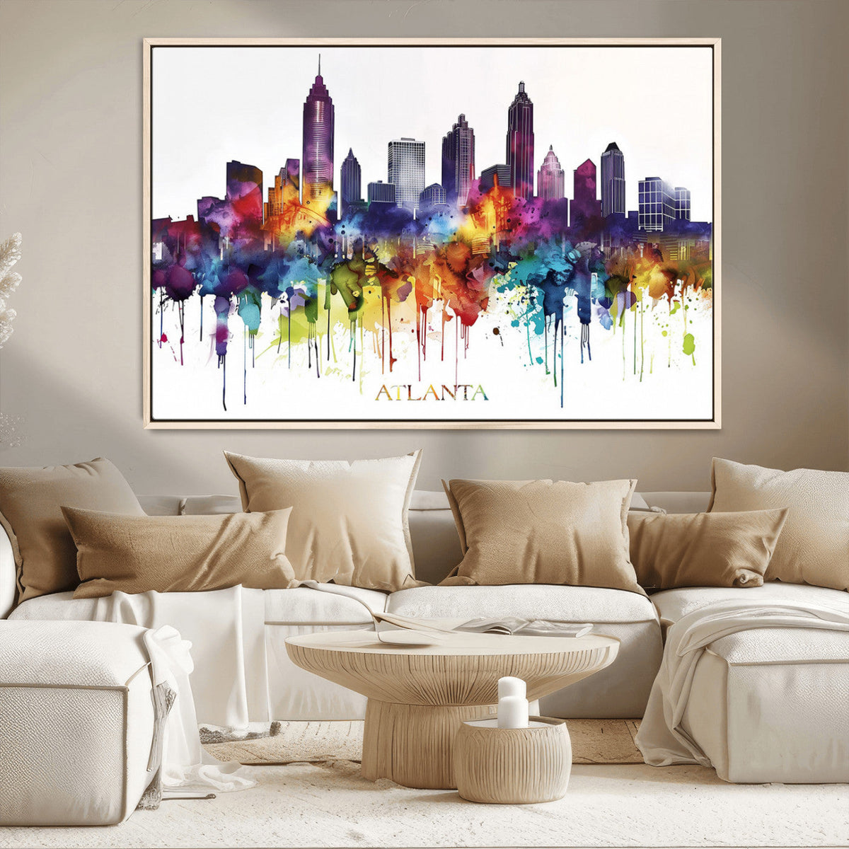Atlanta Skyline Wall Art Canvas Print – Framed Colorful