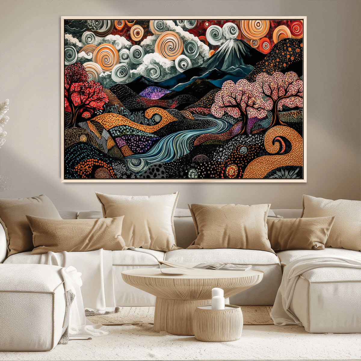 Whimsical Abstract Landscape Wall Art Canvas Print, Colorful