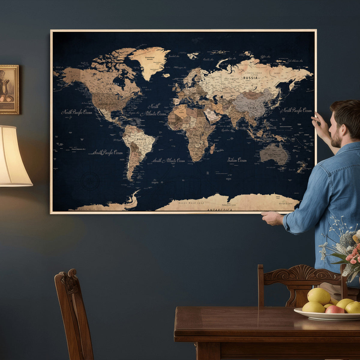 World Map Canvas Print – Detailed Map of the World Wall Art