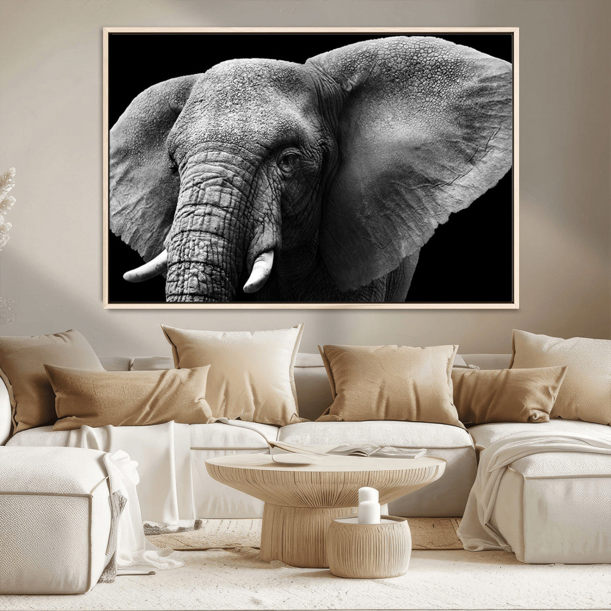 Big Elephant Close Up Wall Art Canvas Print