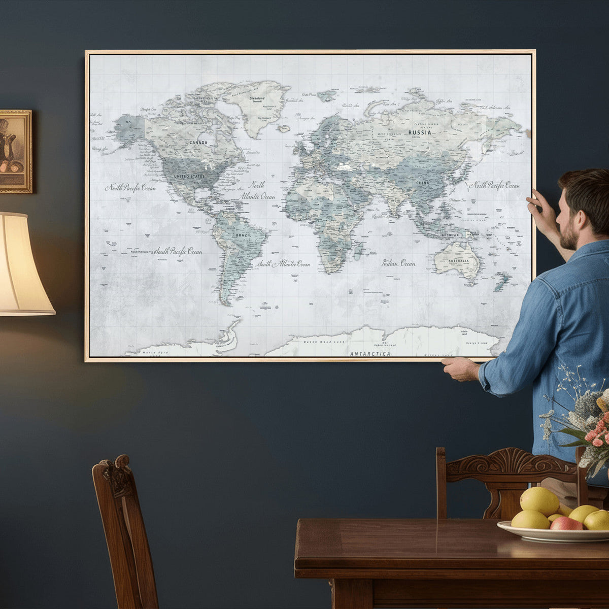 World Map Canvas Print – Detailed Map of the World Wall Art