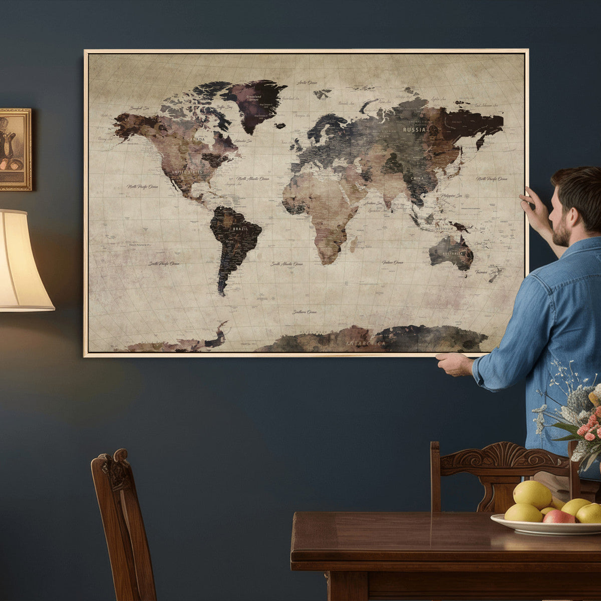 World Map Canvas Print – Detailed Map of the World Adventure