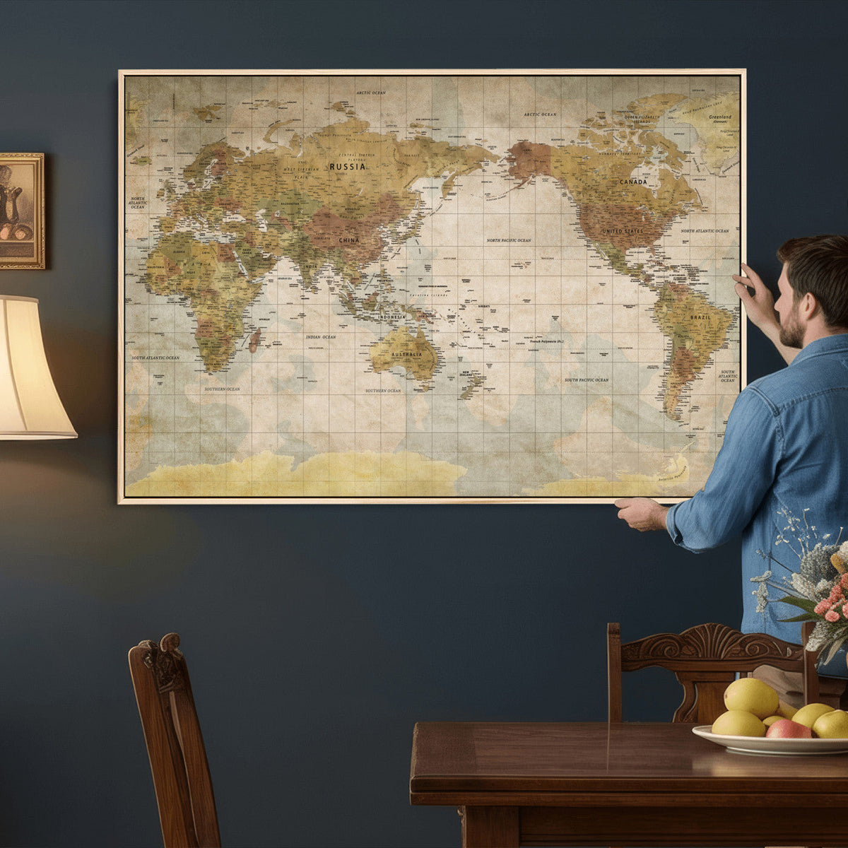World Map Canvas Print – Detailed Map of the World Wall Art