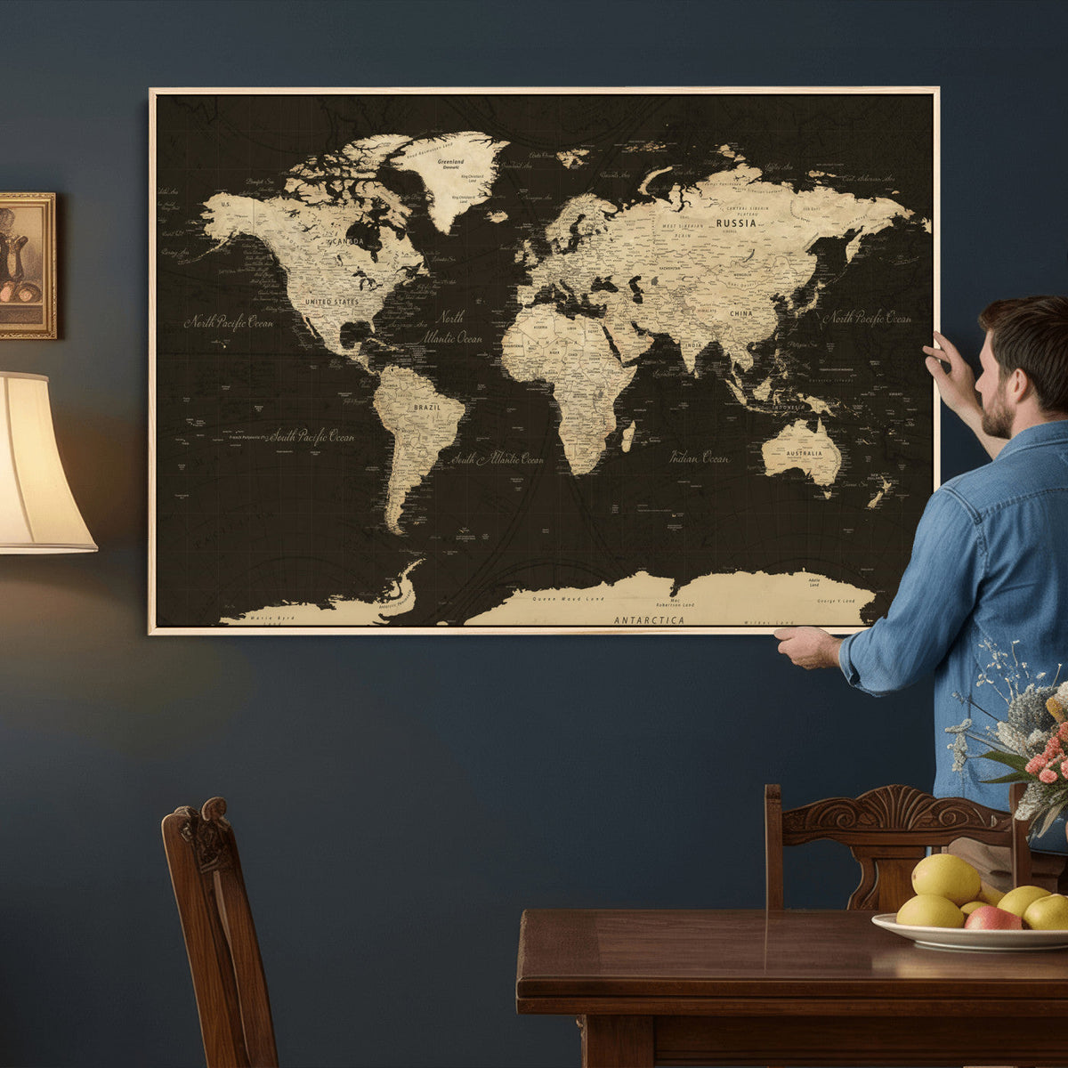 World Map Canvas Print – Framed World Map Wall Art for