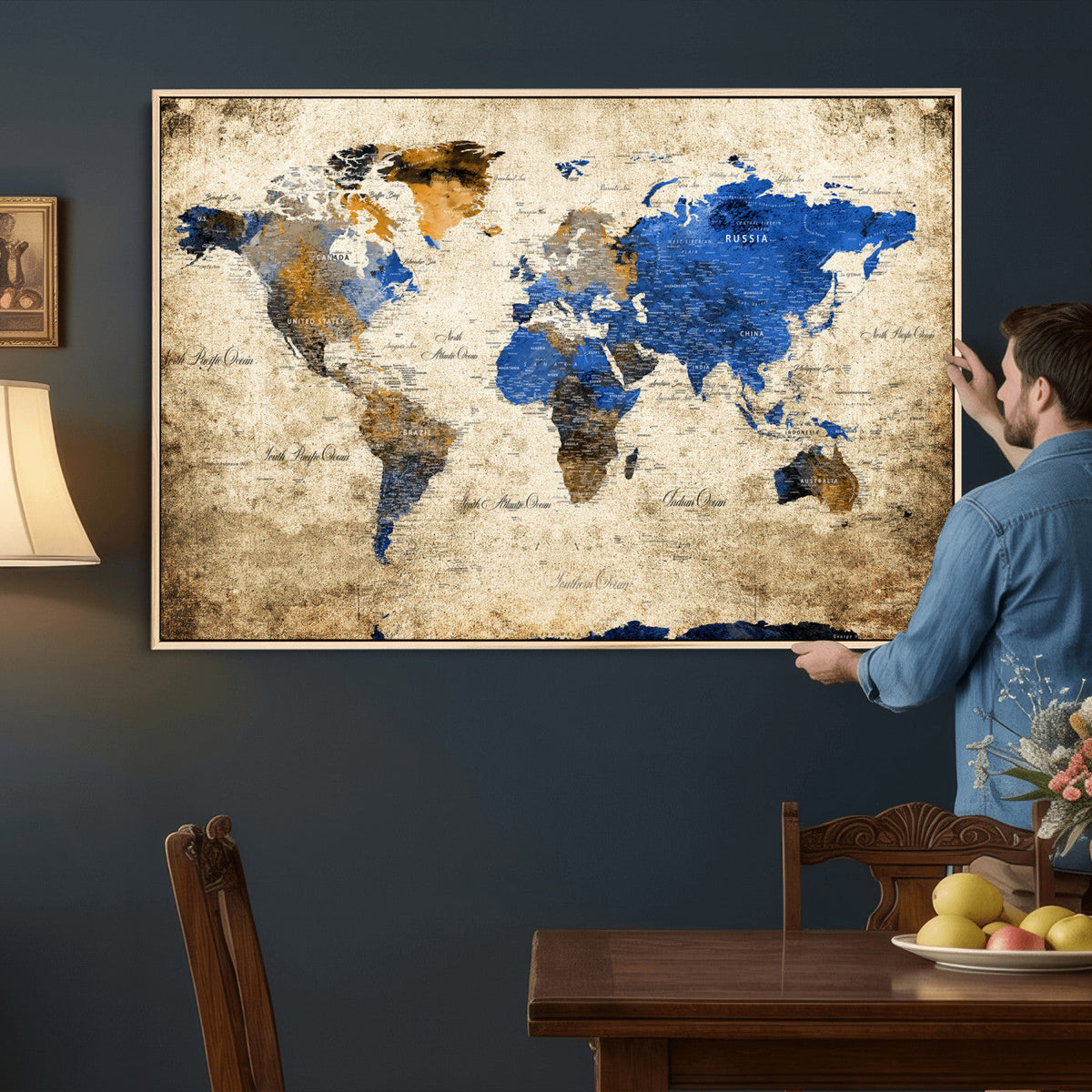 World Map Canvas Print – Colorful Abstract Travel Map,