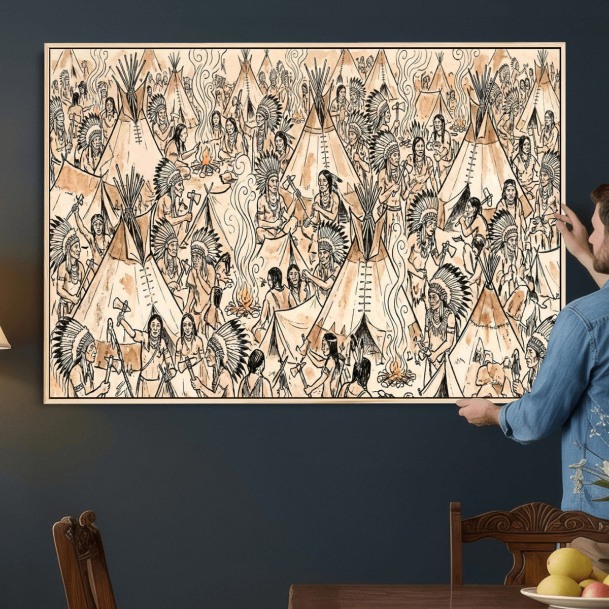 Native American Indian Wall Art Canvas Print - Abstract
