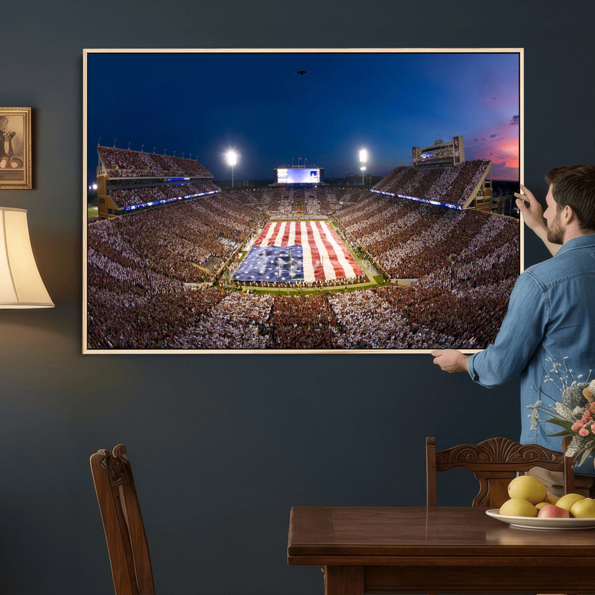 Oklahoma Sooners Memorial Stadium Wall Art Canvas Print,