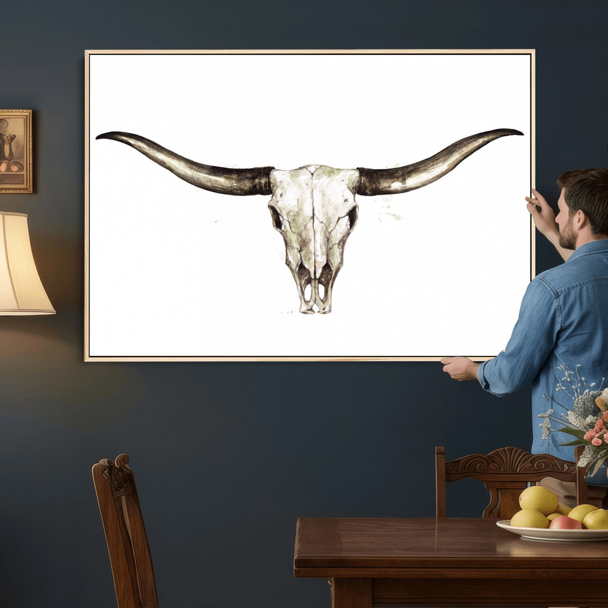 Longhorn Skull Wall Art Canvas Print – Rustic Western