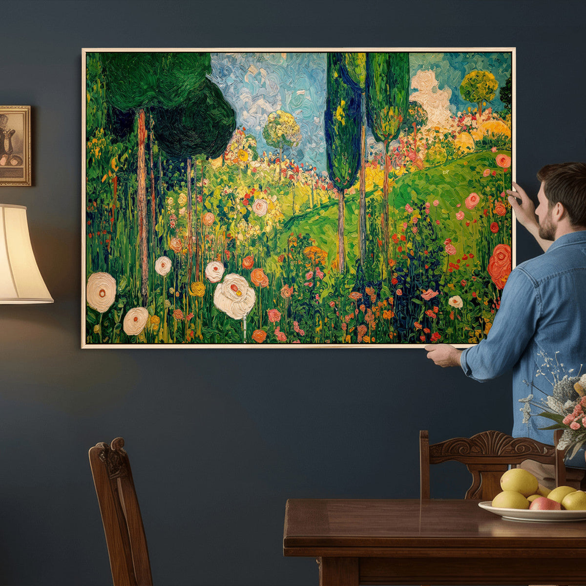 Gustav Klimt Boho Mountain Landscape Large Wall Art,