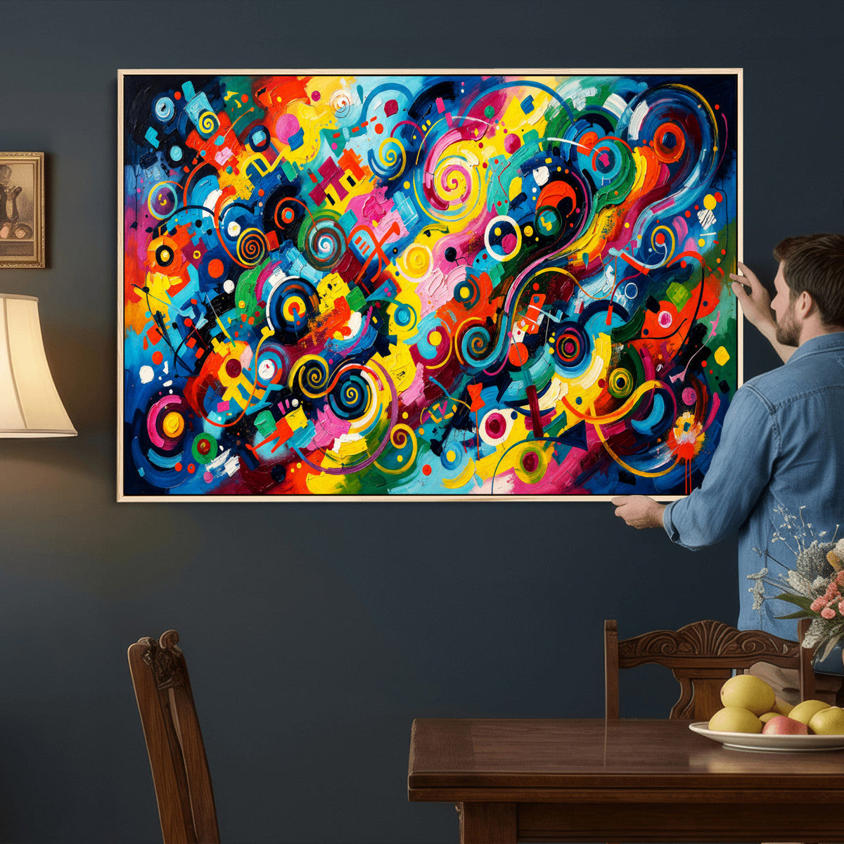 Geometric Abstract Wall Art Canvas Print, Bold Color