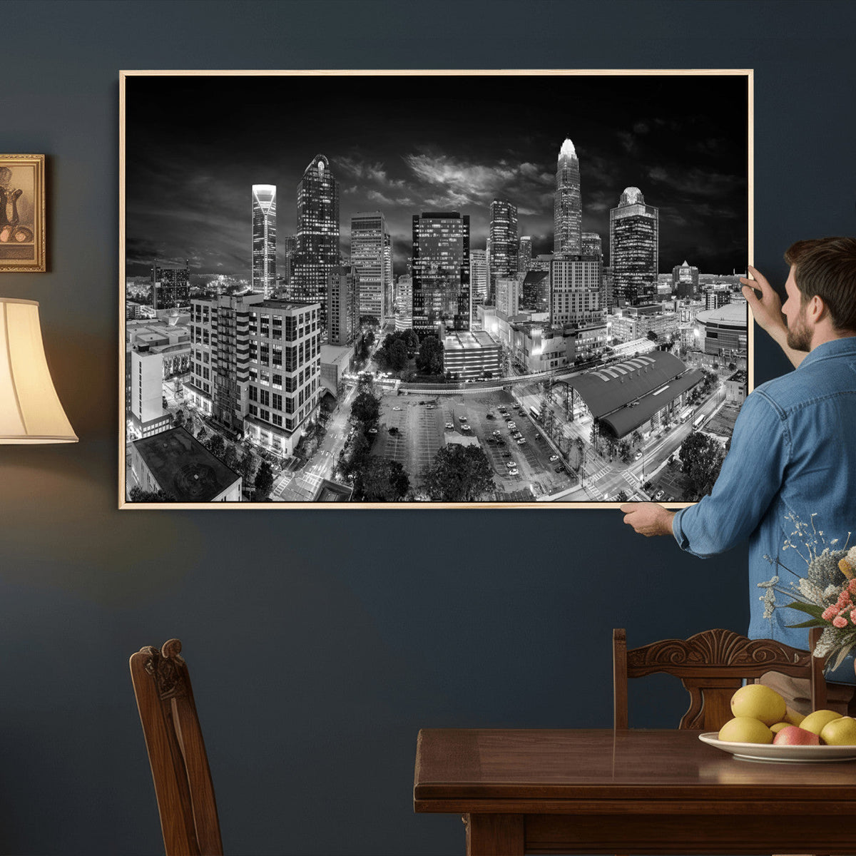 Charlotte Skyline Canvas Wall Art Print – North Carolina Cityscape Photography Print
