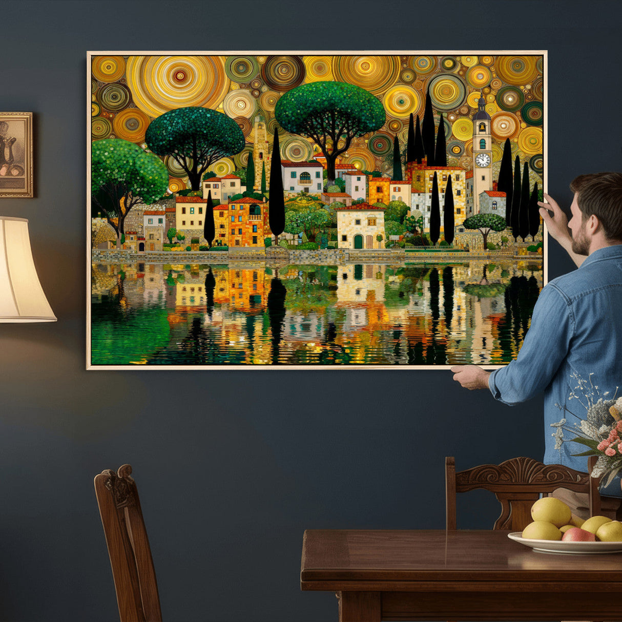 Gustav Klimt Golden Cityscape Wall Art Canvas Print,