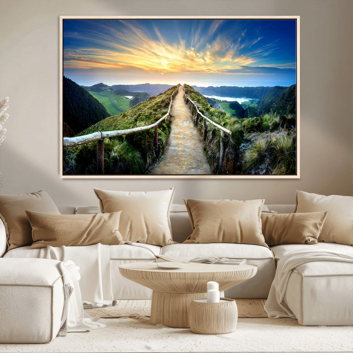 Mountain and Sunset Wall Art Canvas Print