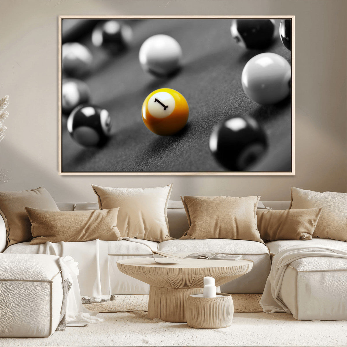 Wall Art Pool Table and Balls Canvas Print