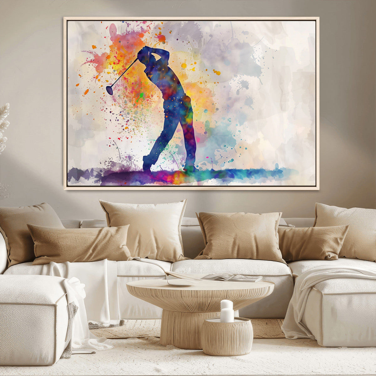 Watercolor Golf Swing Wall Art Canvas Print | Vibrant