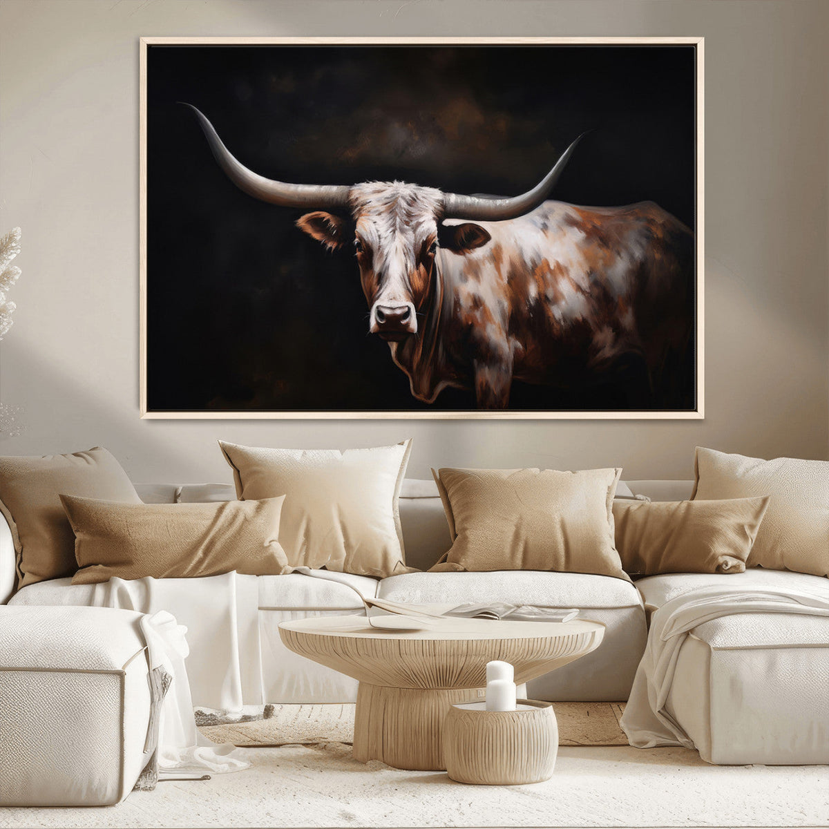 Texas Longhorn Wall Art Canvas Print | Western Ranch Decor |