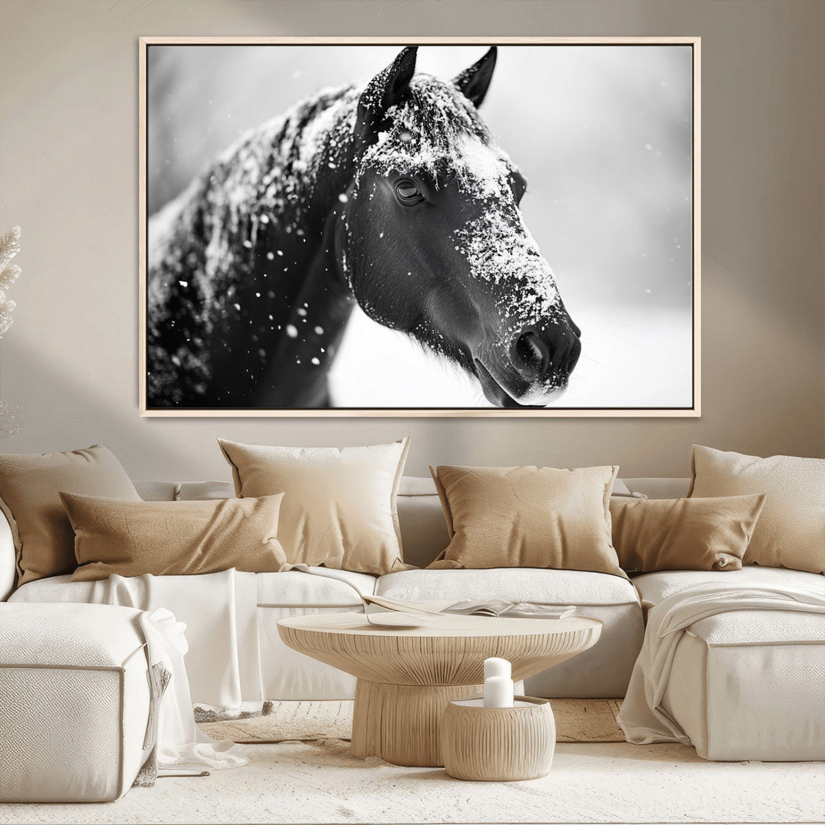 Horse Canvas Print - Winter Horse Snow Wall Art Canvas Print