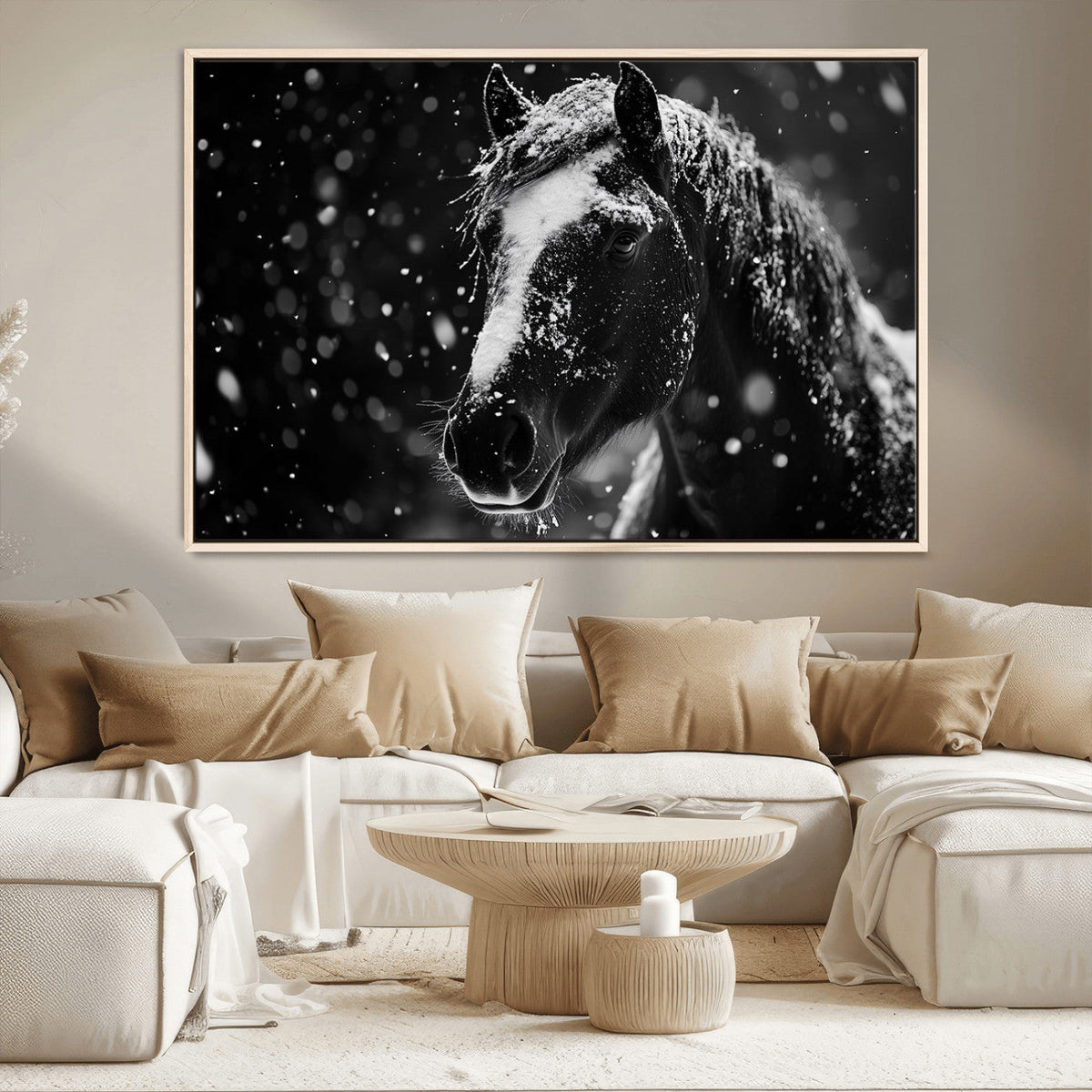 Winter Horse Wall Art | Black and White Horse Print | Ready