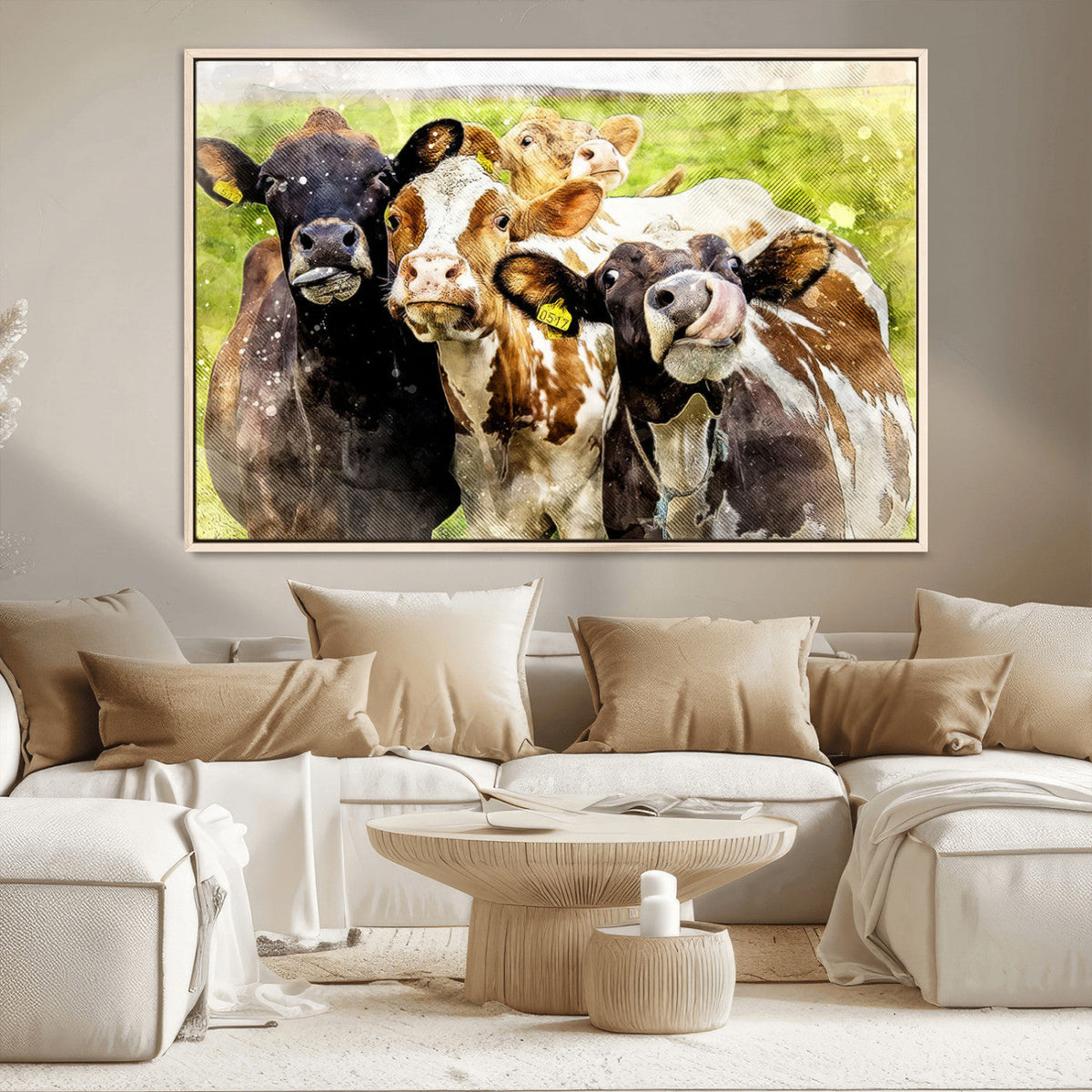 Curious Cows Farmhouse Wall Art | Ready to Hang and Framed