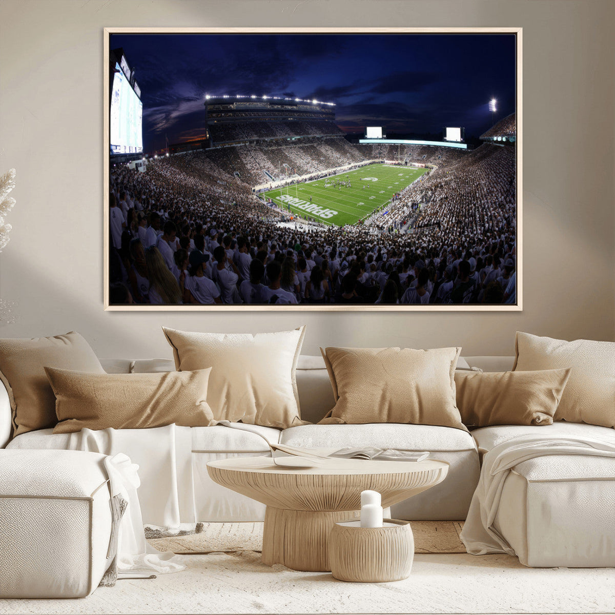 Michigan State Spartans Canvas, Framed Football Team Print -
