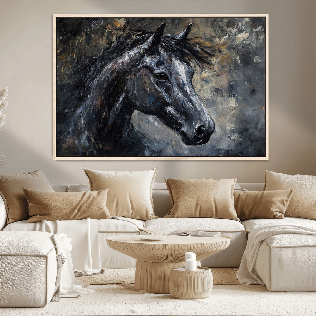 Large Abstract Horse Wall Art Canvas Print | Farmhouse Wall