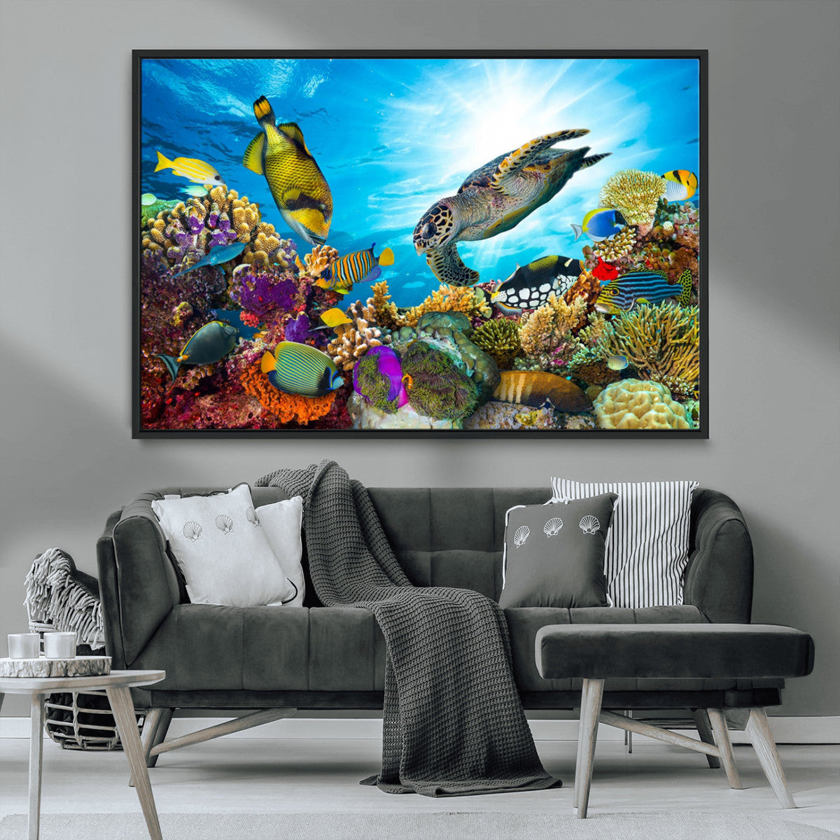 Aquatic Life Sea Turtles Fish Wall Art Canvas Print