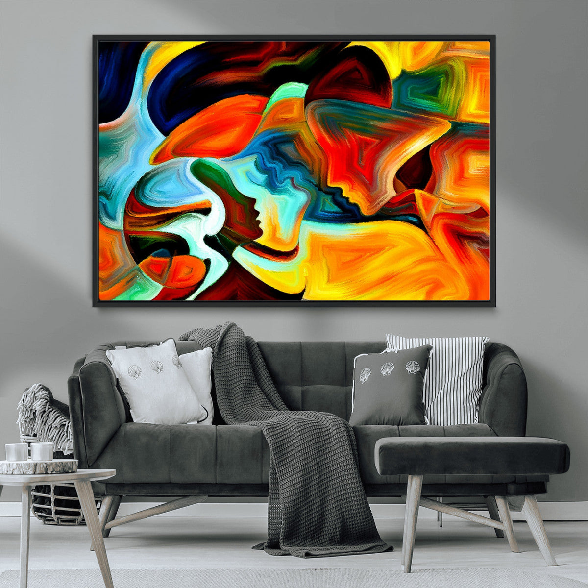 Human Love Figures Abstract Wall Art Canvas Print