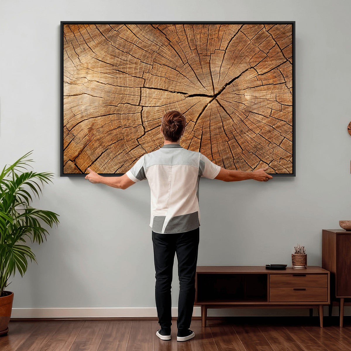 Tree Ring Canvas Art, Rustic Wood Grain Wall Art, Tree Slice