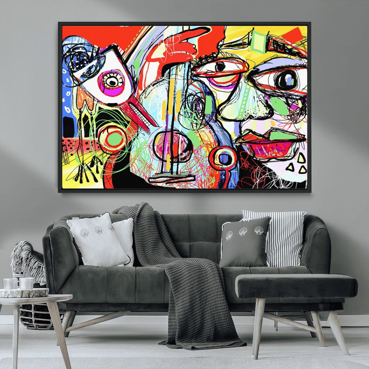 Picasso Style Art Abstract Canvas Wall Art Print , Colorful