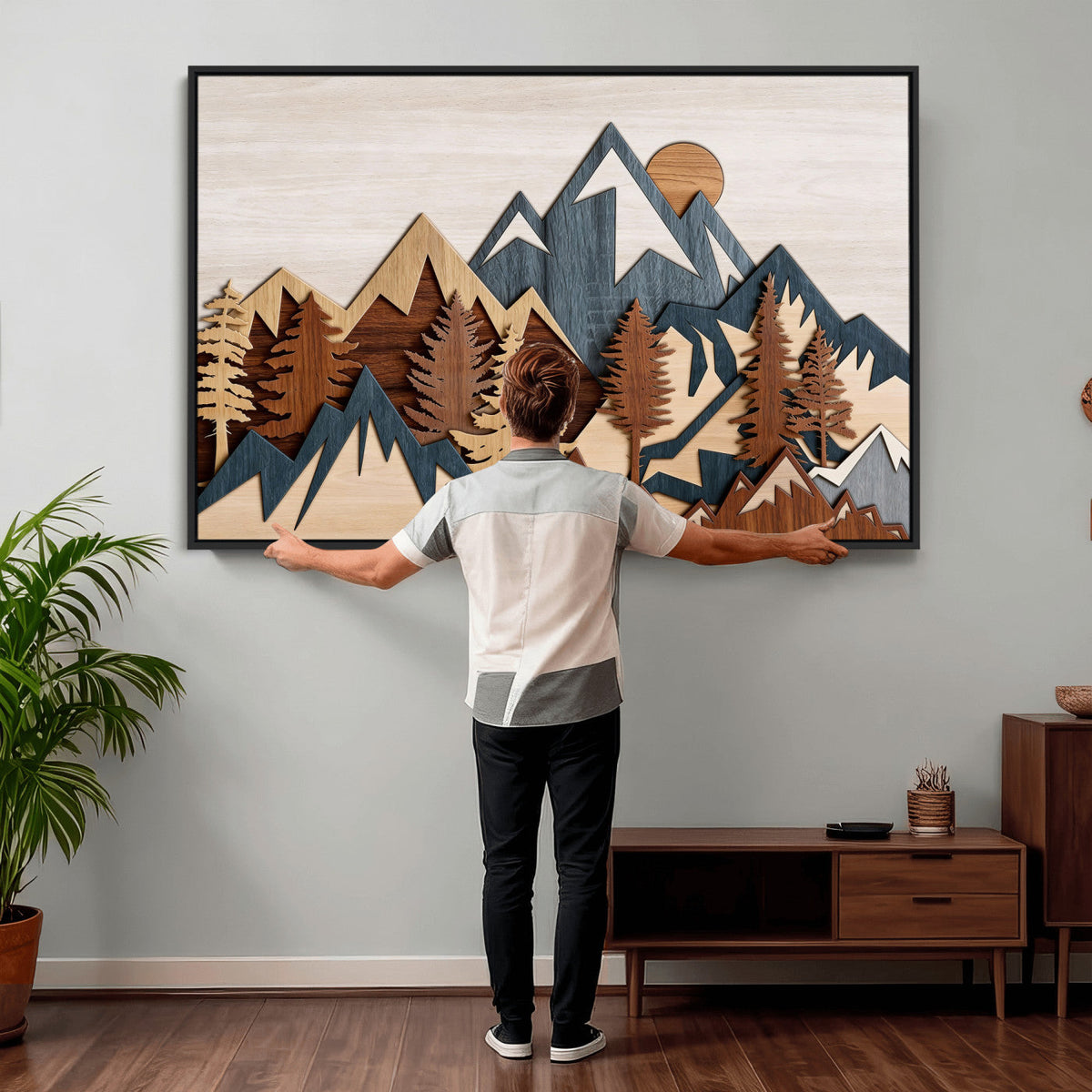 Woodland Mountain Landscape Triptych, Giclee Canvas Art for